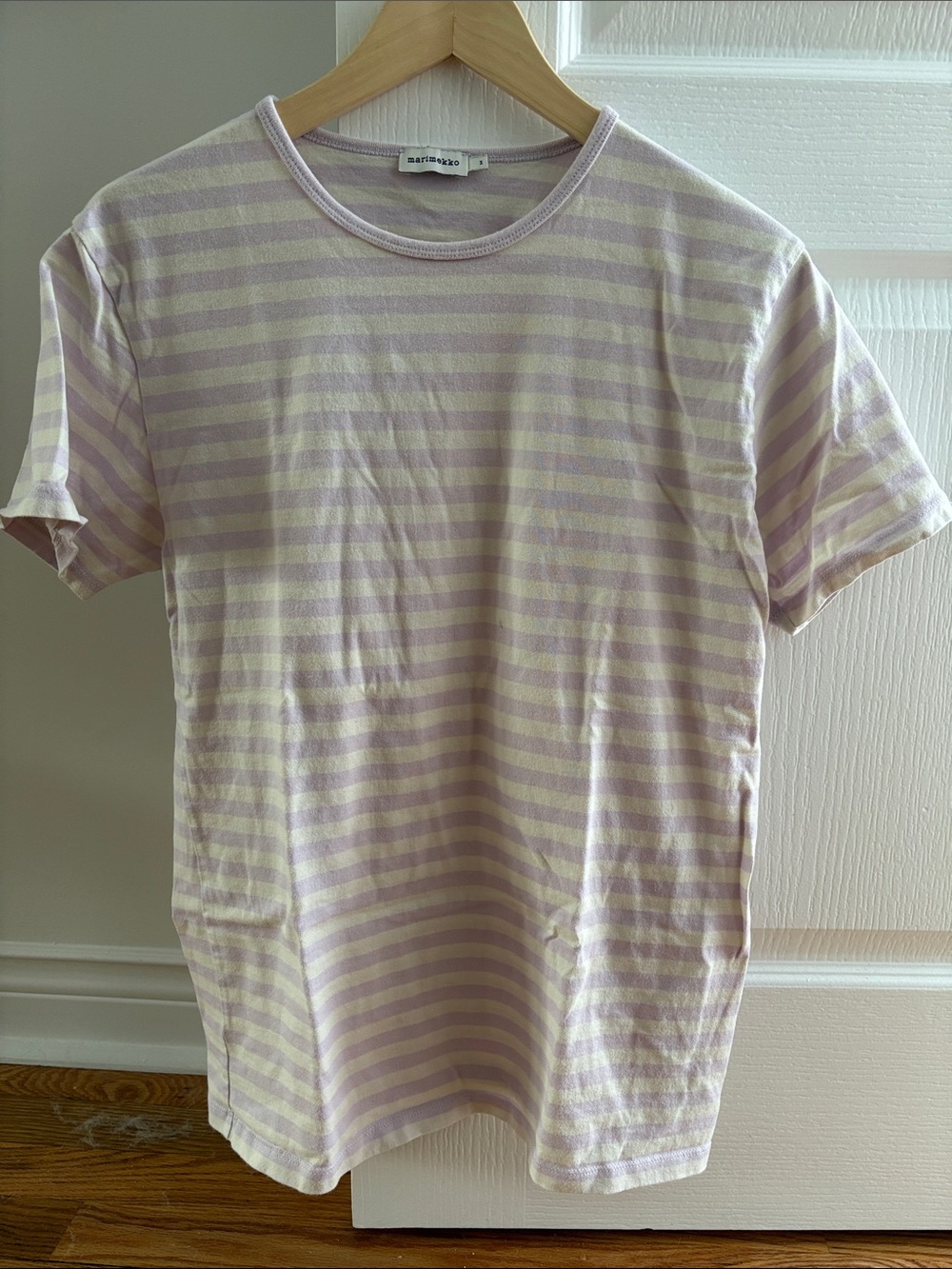 Marimekko Lavender & Cream Striped Short Sleeve Tee